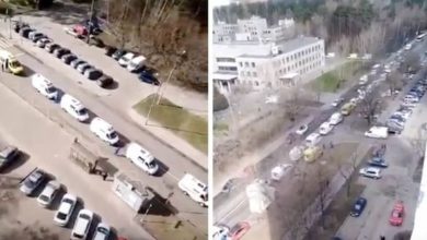 Photo of სასწრაფო დახმარების მანქანების რიგები მოსკოვის საავადმყოფოებთან (ვიდეო)