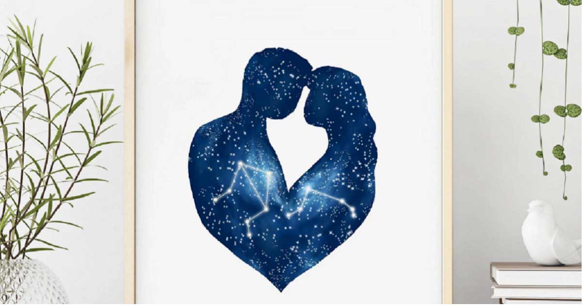 ქალის და კაცის სილუეტები ქმნიან გულს ანუ სიყვარულს; ზოდიაქოს ნიშნების თავსებადობა